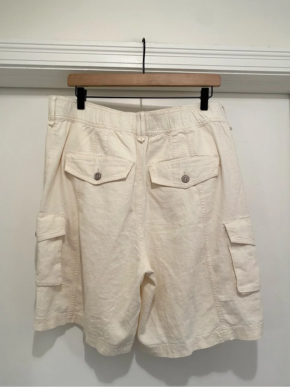 PILCRO BY ANTHROPOLOGIE Beachy Tidal Cargo Denim Shorts Size 32 Cream - Picture 6 of 10